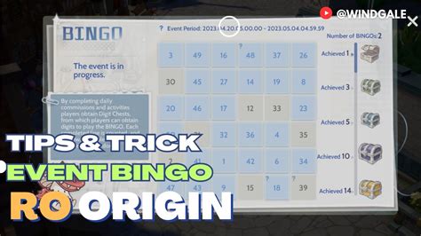 TIPS & TRICK EVENT BINGO GAME .